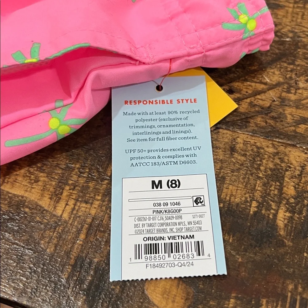 Cat & Jack Pink Shorts with Green Palm Print